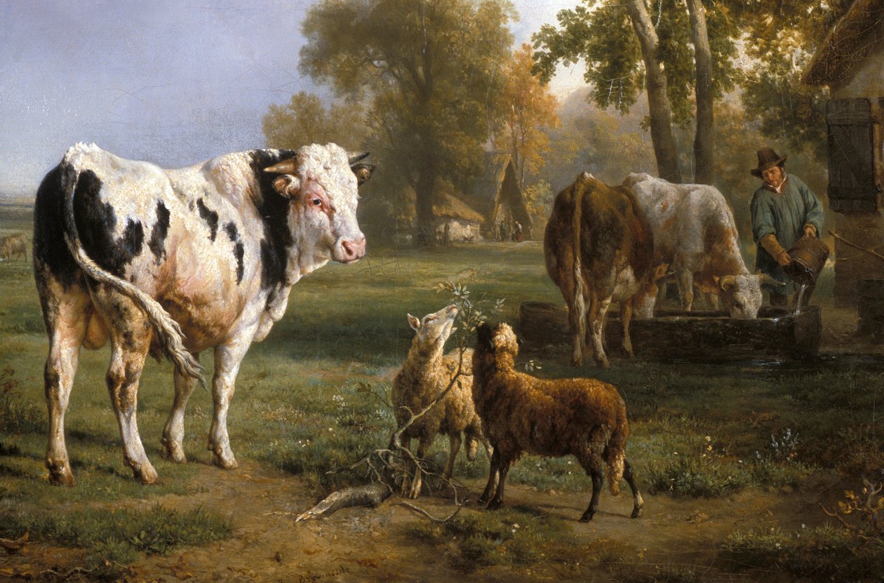 Weißer Stier und andere Tiere von Jacques Raymond Brassacat