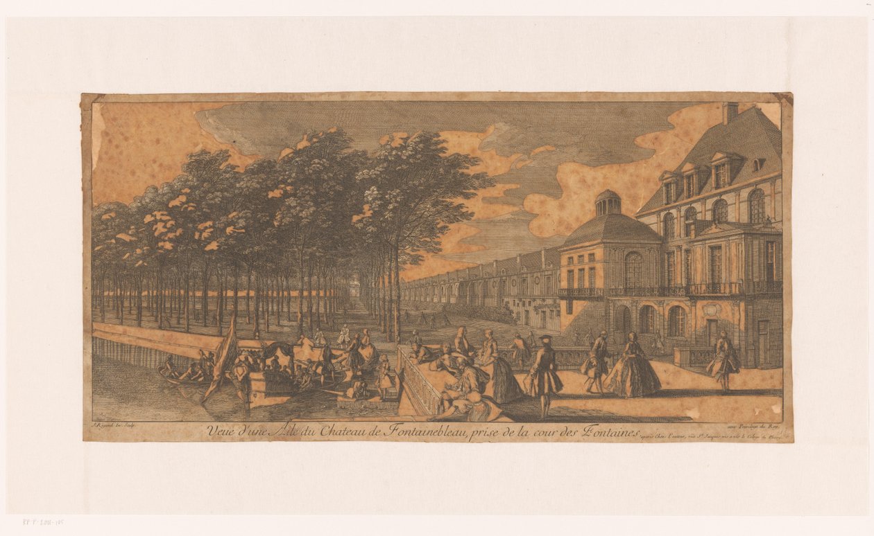 Ansicht einer Allee bei der Cour de la Fontaine des Schlosses Fontainebleau von Jacques Rigaud