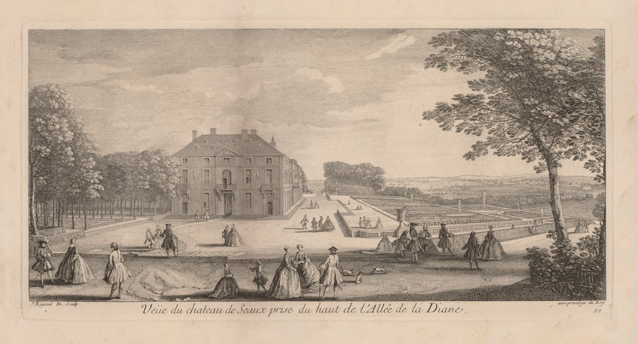 Blick auf das Schloss von Seaux von Dianas Promenade von Jacques Rigaud