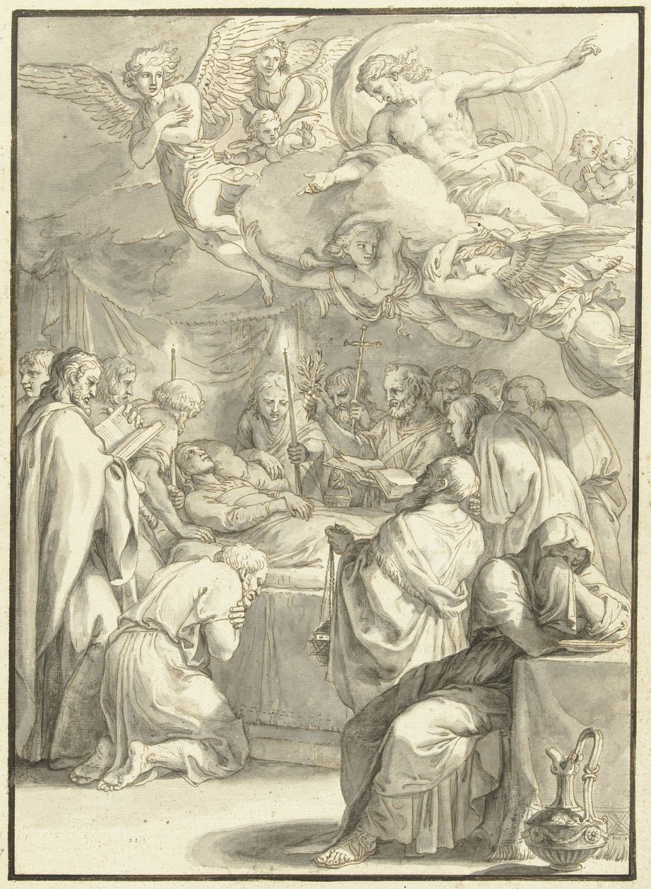 Das Sterbebett von Maria (Szenen aus dem Leben von Maria) von Jacques Stella