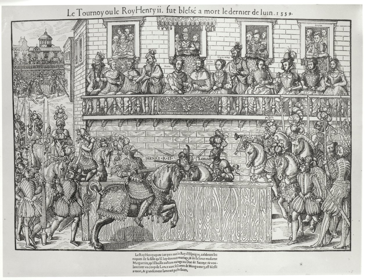 Turnier, bei dem Henri II. eine tödliche Wunde erhielt, 30. Juni 1559 von Jacques Tortorel