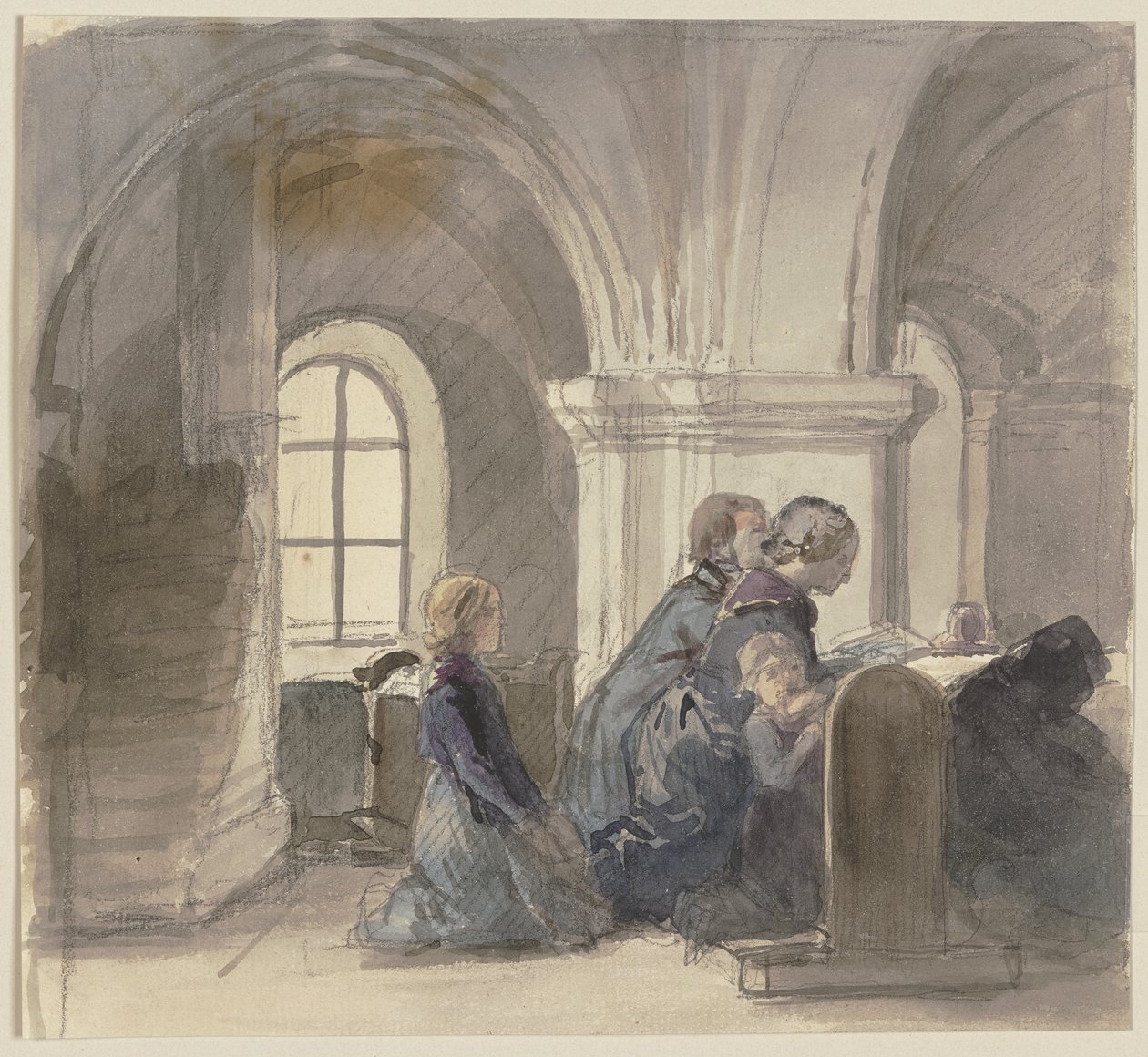 Betende Bauern in einer Kirche von Jakob Becker