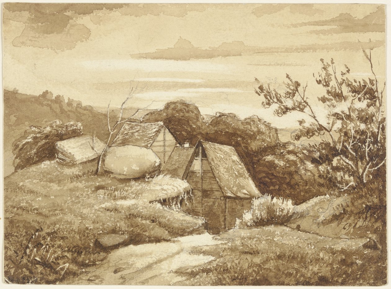 Bauernhof in einer Landschaft von Jakob Becker
