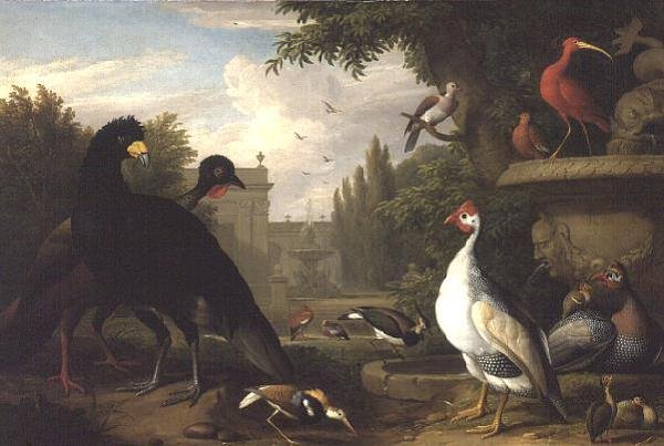 Exotische Vögel in einem Ziergarten von Jakob Bogdani or Bogdany