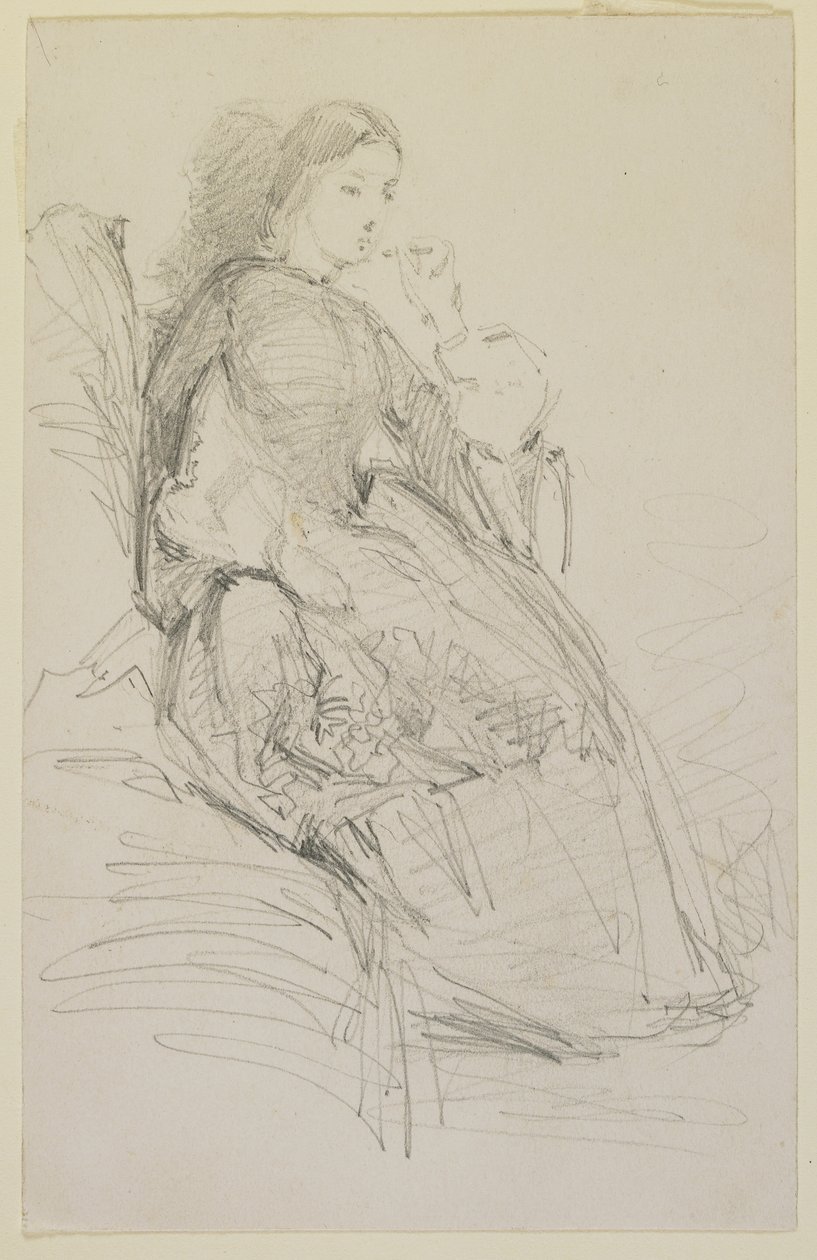 Sitzende Frau, rauchend, 1858-59 (Bleistift auf cremefarbenem Velinpapier) von James Abbott McNeill Whistler