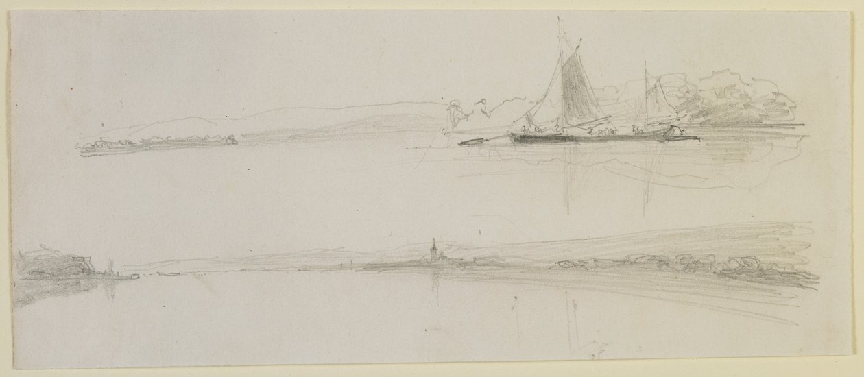 Zwei Szenen an einem Fluss, 1858 von James Abbott McNeill Whistler