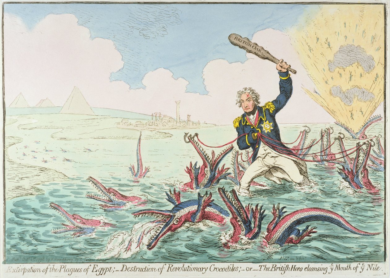 Ausrottung der Plagen Ägyptens: Zerstörung der revolutionären Krokodile, 1798 von James Gillray