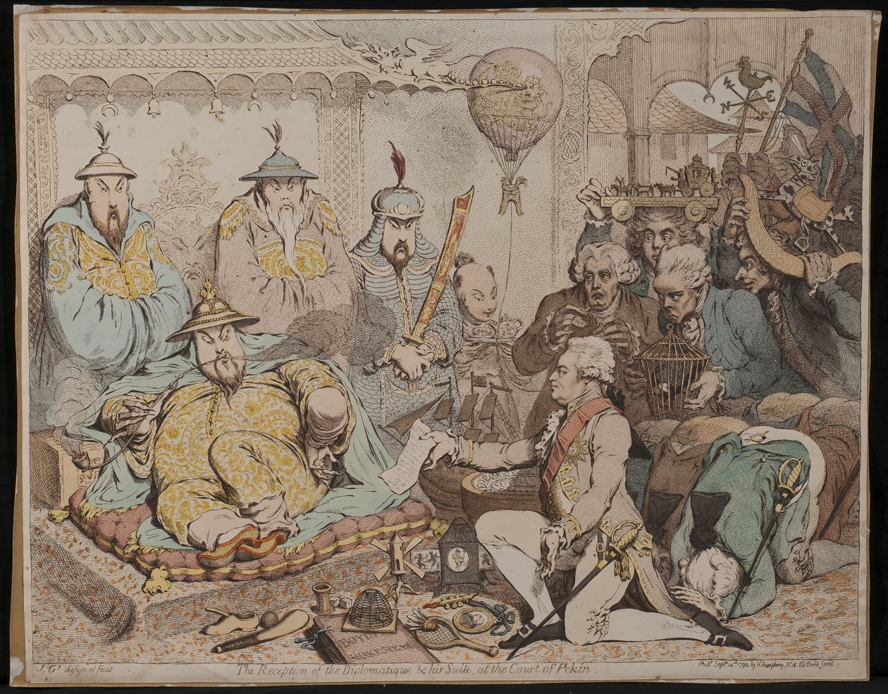 Der Empfang des Diplomaten und seines Gefolges am Hof von Peking, 1792 von James Gillray