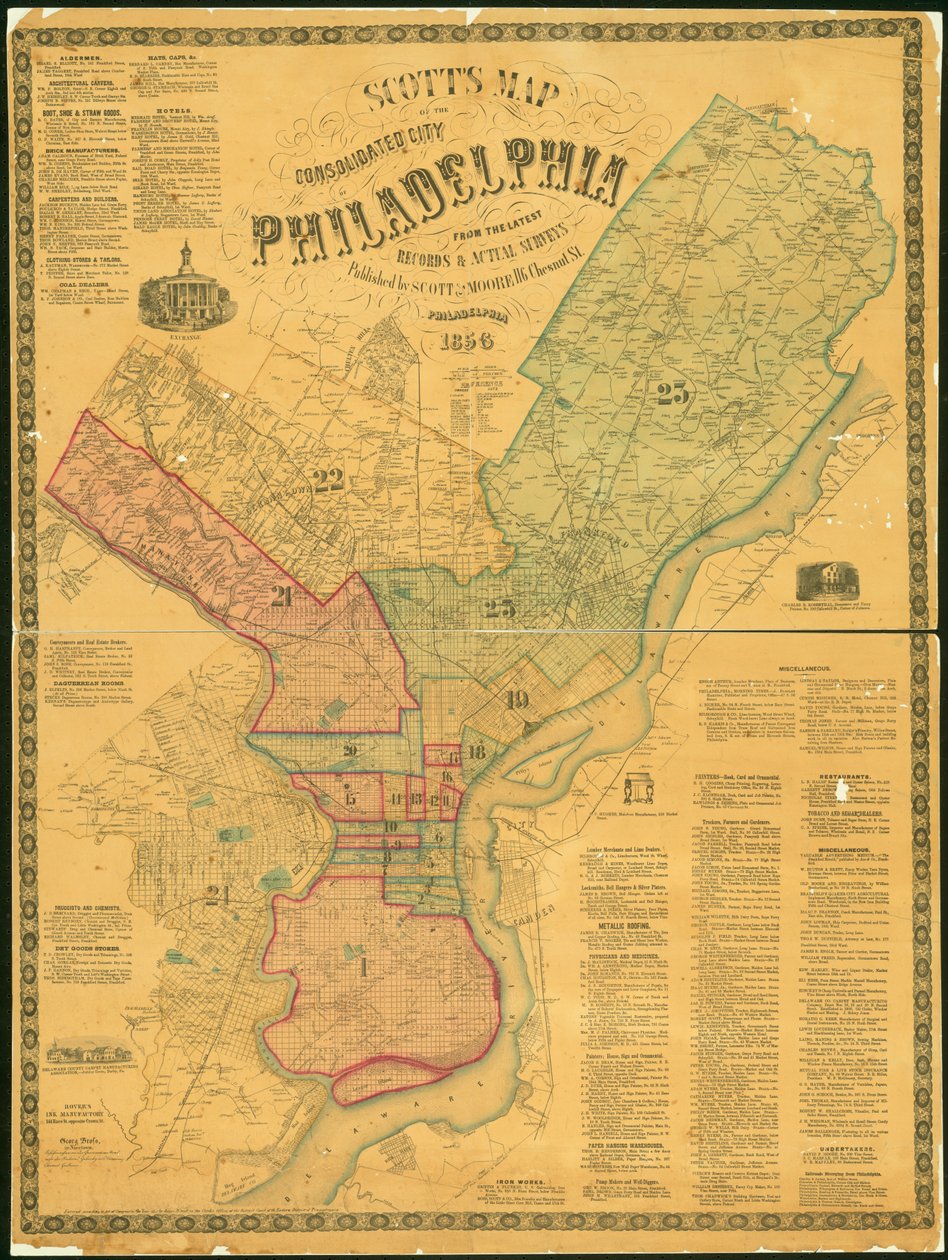 Scotts Karte der konsolidierten Stadt Philadelphia, 1856