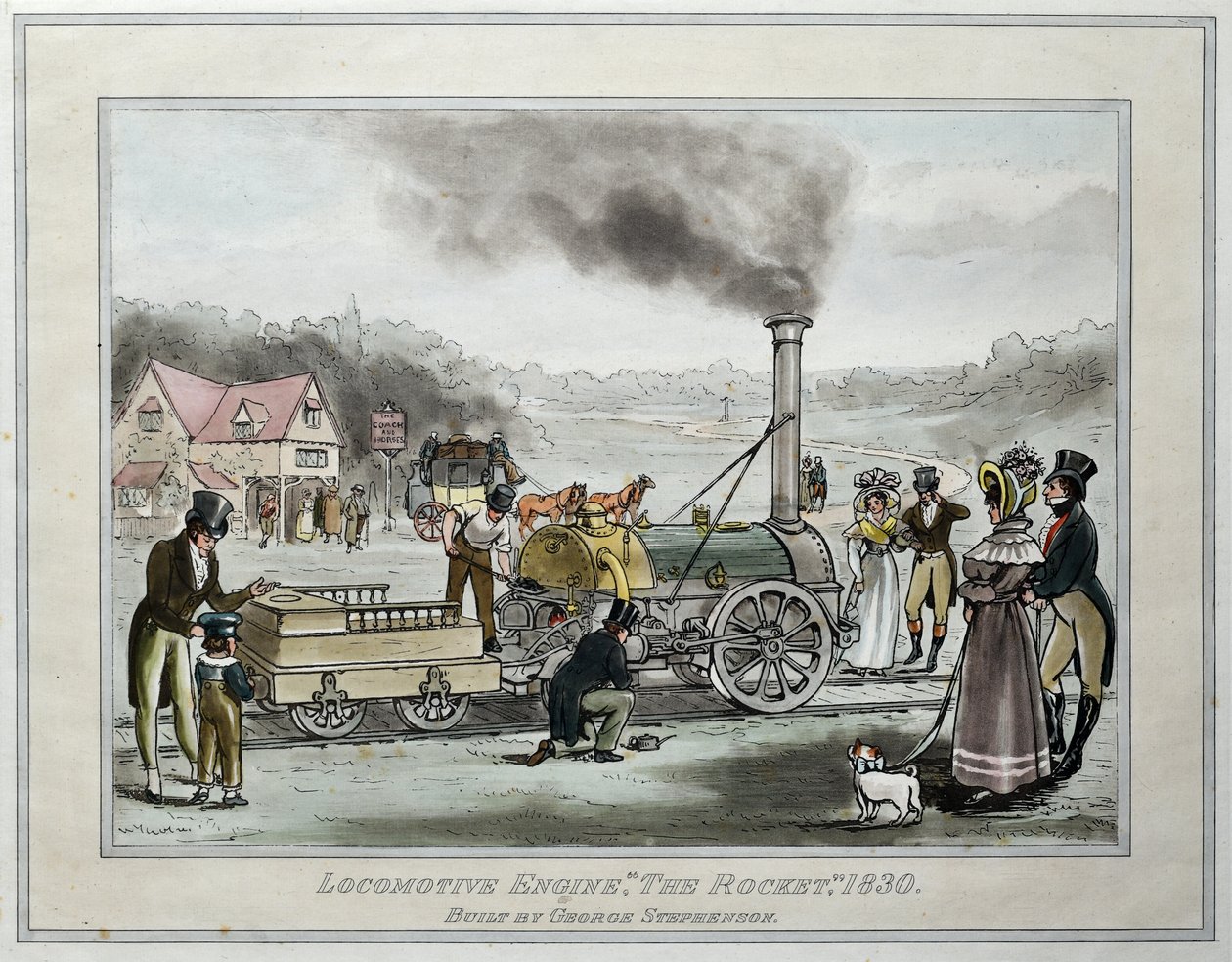 Lokomotive "The Rocket," gebaut von George Stephenson von James (after) Naysmith