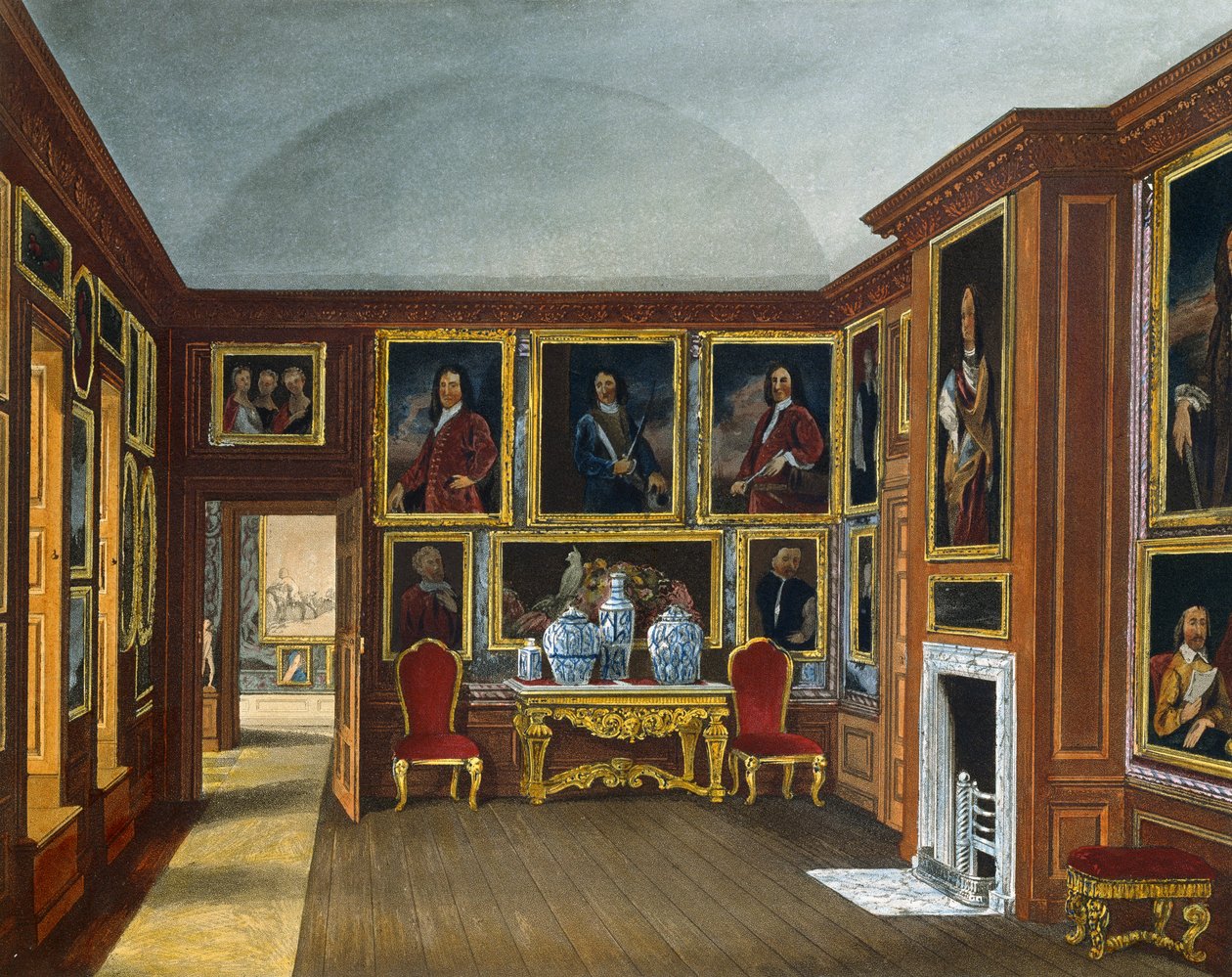Galerie der Admirale, Gravur von Daniel Havell, basierend auf einem Entwurf von James Stephanoff, aus The History of the Royal Residences von James (after) Stephanoff