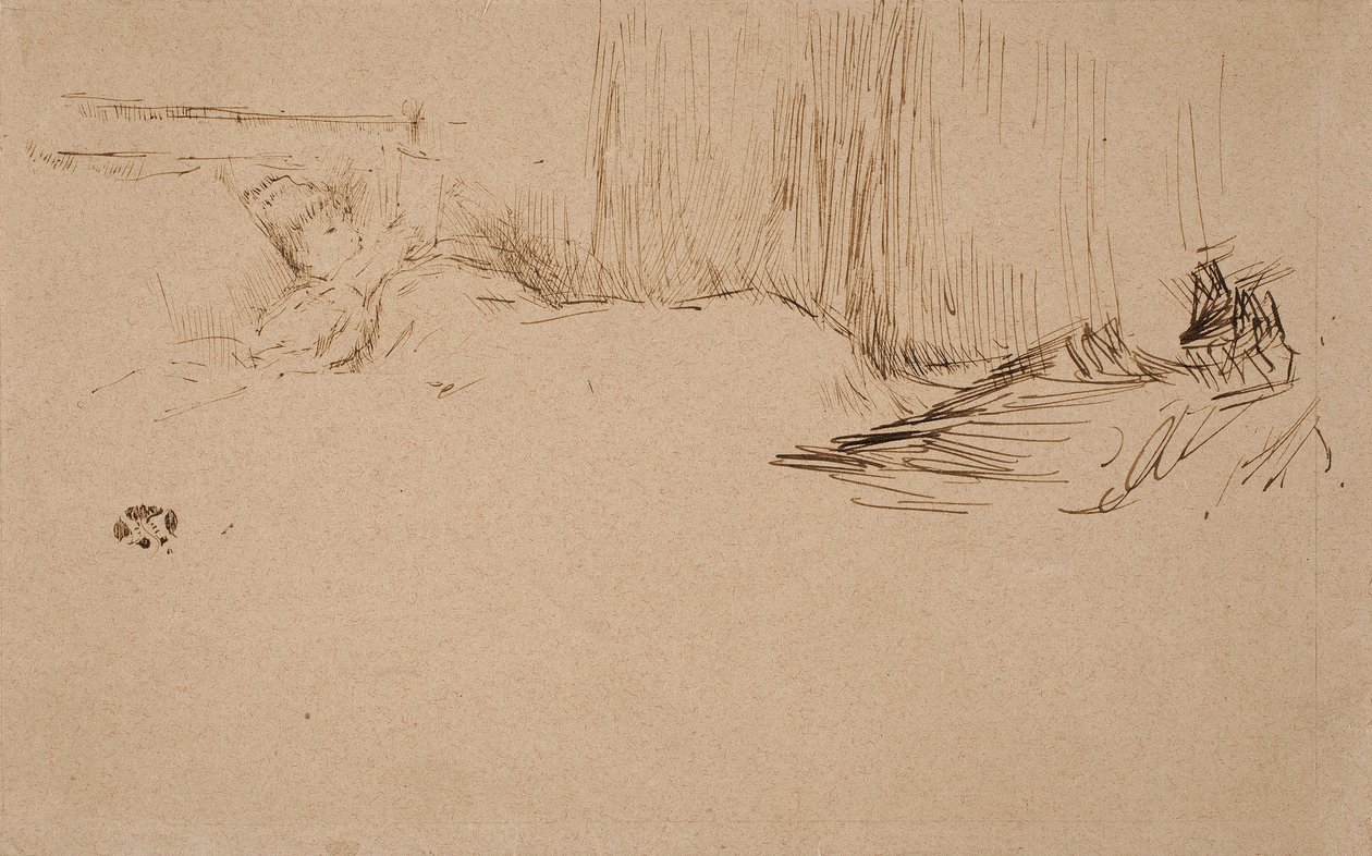 Mädchen liest im Bett von James Abbott McNeill Whistler
