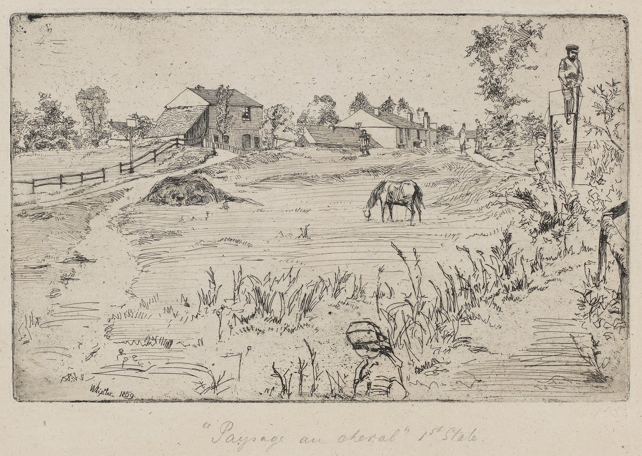 Landschaft mit dem Pferd (Die Wiese), 1859 von James Abbott McNeill Whistler