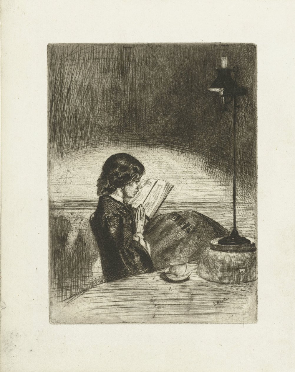 Porträt von Deborah Delano beim Lesen von James Abbott McNeill Whistler