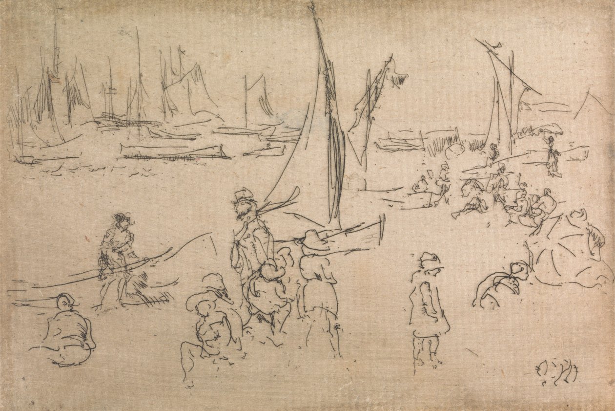 Kinder von Portsmouth, aus einer Serie von zwölf Radierungen mit dem Titel Die Marineparade, 1887 von James Abbott McNeill Whistler