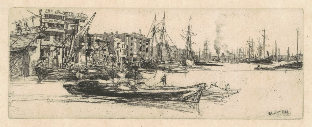 Thames Lagerhäuser, 1859 von James Abbott McNeill Whistler