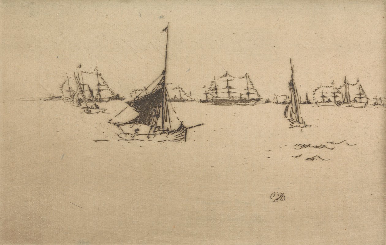 Die Flotte: Abend, aus einer Serie von zwölf Radierungen mit dem Titel Die Marineparade, 1887 von James Abbott McNeill Whistler