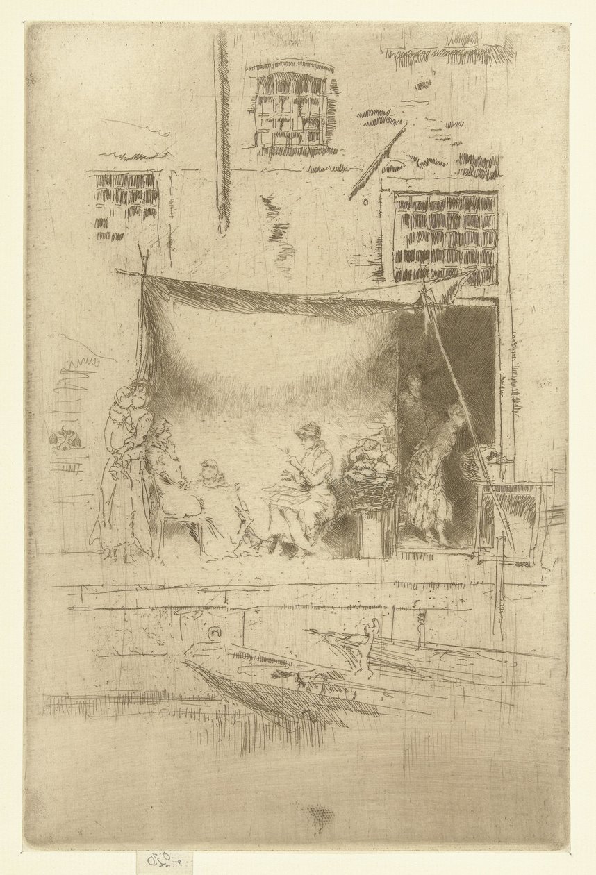 Frauen unter einem Sonnenschirm am Kai von James Abbott McNeill Whistler