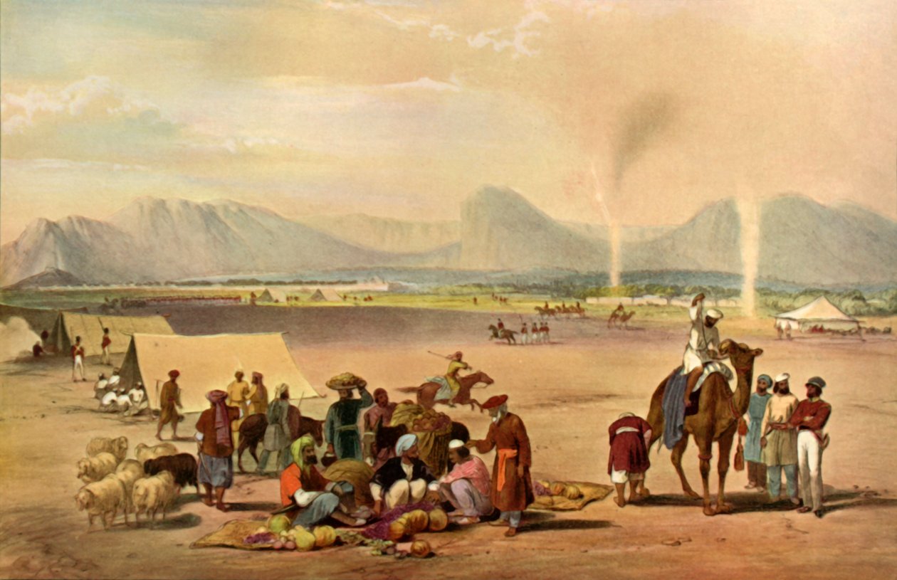 Die Stadt Kandahar vom Süden aus gesehen in Richtung Baba Wali Berg, ca. 1840, 1901 von James Atkinson