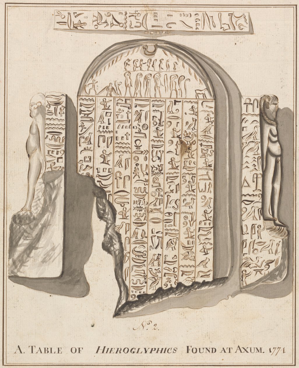 Nr. 2. Eine Tafel der Hieroglyphen, gefunden in Axum von James Bruce