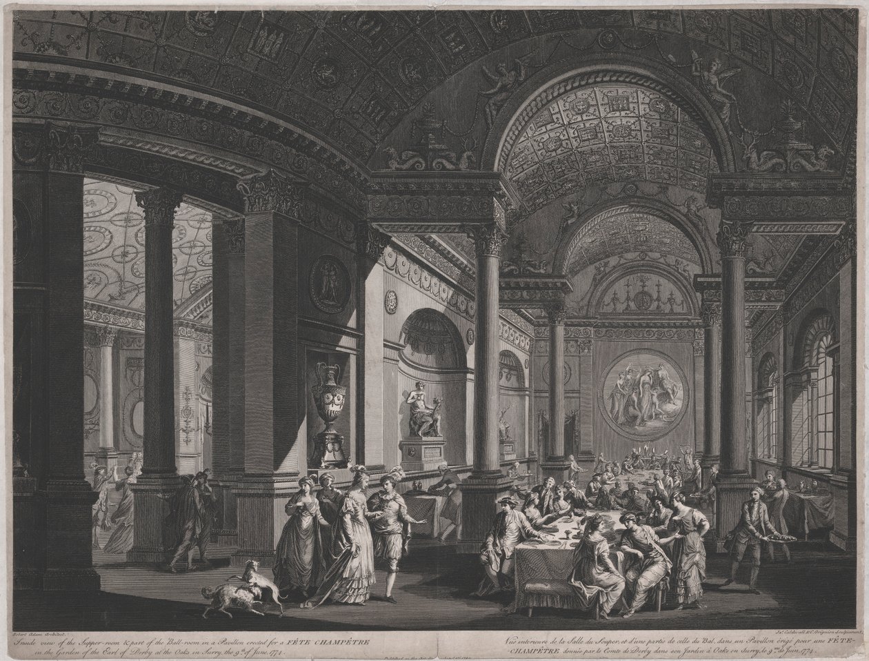 Fete Champetre, 9. Juni 1774 (Innenansicht des Speisesaals) von James Caldwall