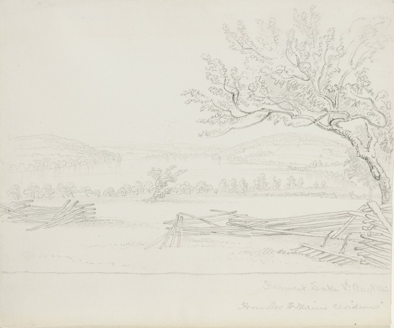 Derwent Lake von der Residenz von Mr. W. Main, 1843 von James David Smillie
