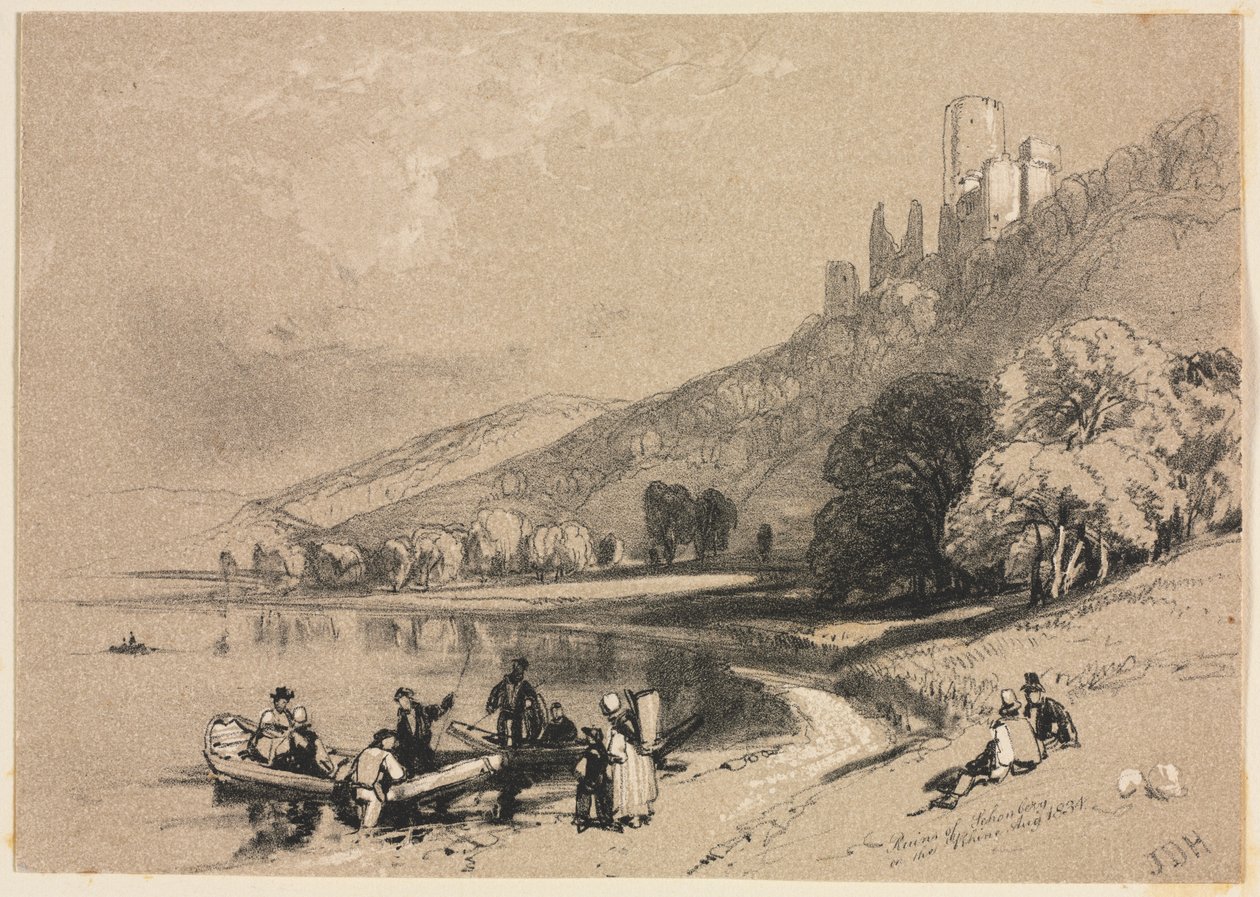 Skizzen zu Hause und im Ausland: Ruinen von Schönberg am Rhein, 1834 von James Duffield Harding
