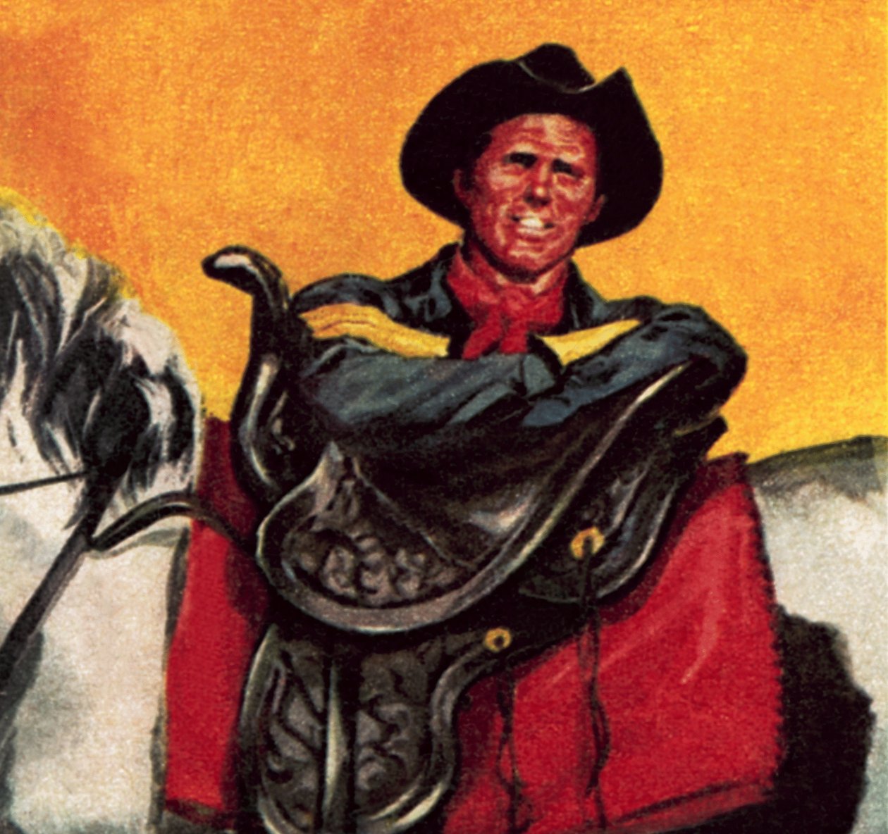 Cowboy mit seinem Sattel von James Edwin McConnell