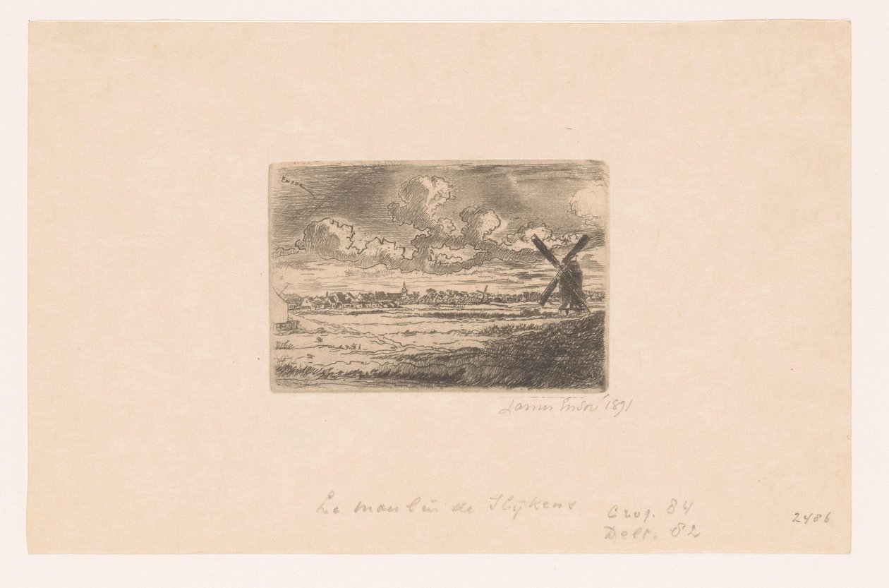 Ansicht von Slijkens mit einer Mühle im Vordergrund von James Ensor