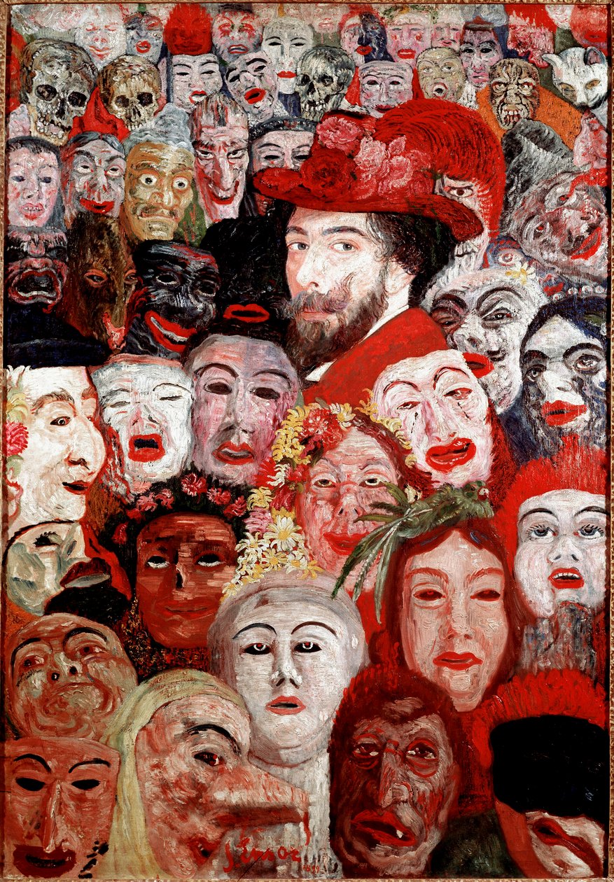 Selbstporträt umgeben von Masken (James Ensor, 1899) von James Ensor