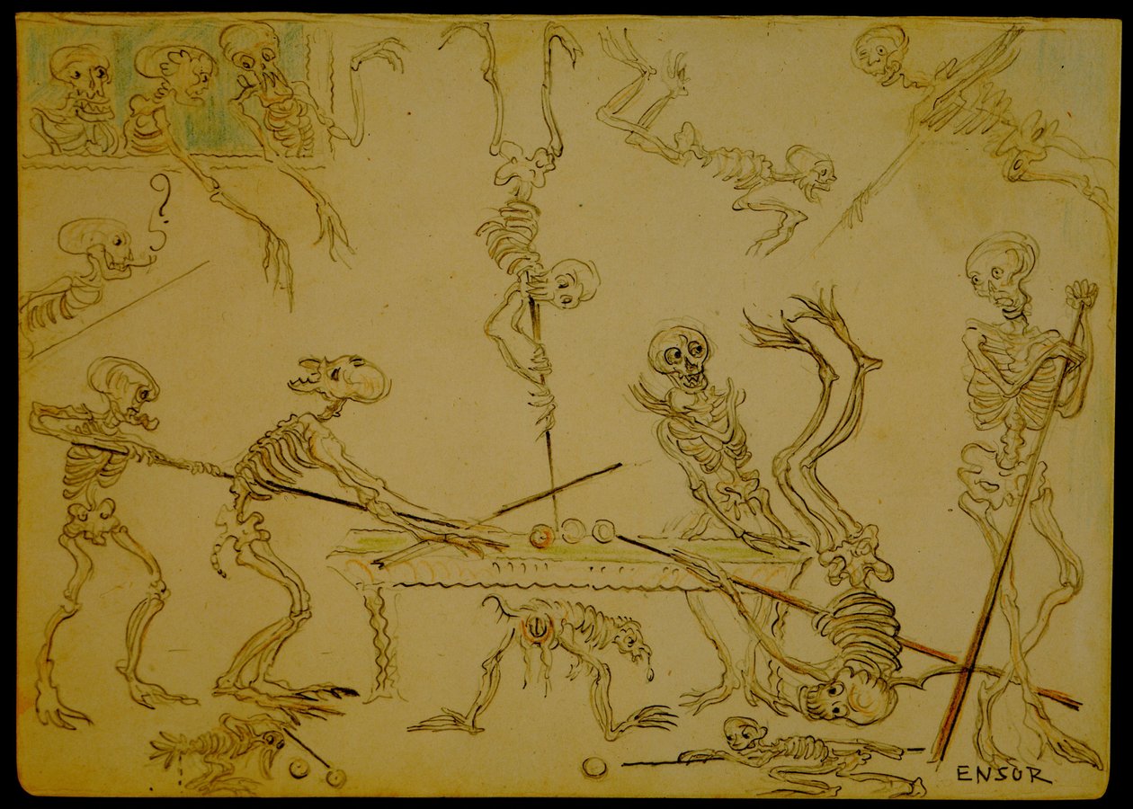 Skelette beim Billardspielen von James Ensor