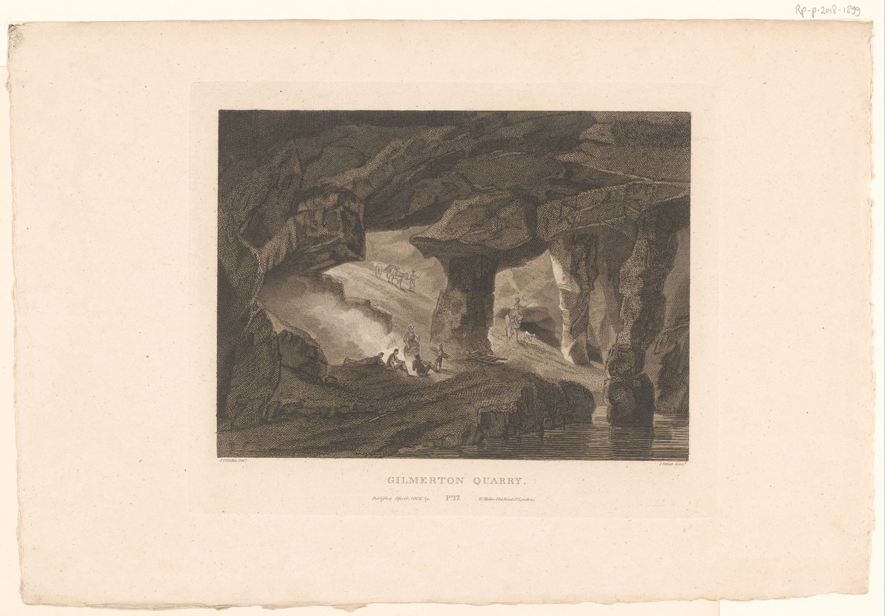 Gezicht op groeve van Gilmerton, bij Edinburgh von James Fittler