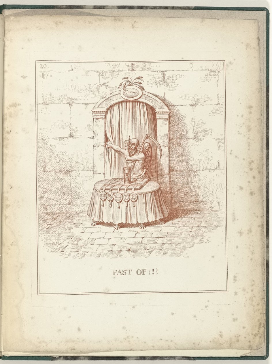 Vater Zeit vor dem Tor zur Zukunft, 1795 von James Gillray (possibly)