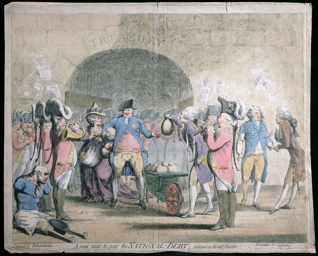 Eine neue Art, die Staatsschulden zu bezahlen, veröffentlicht von W. Holland im Jahr 1786 von James Gillray