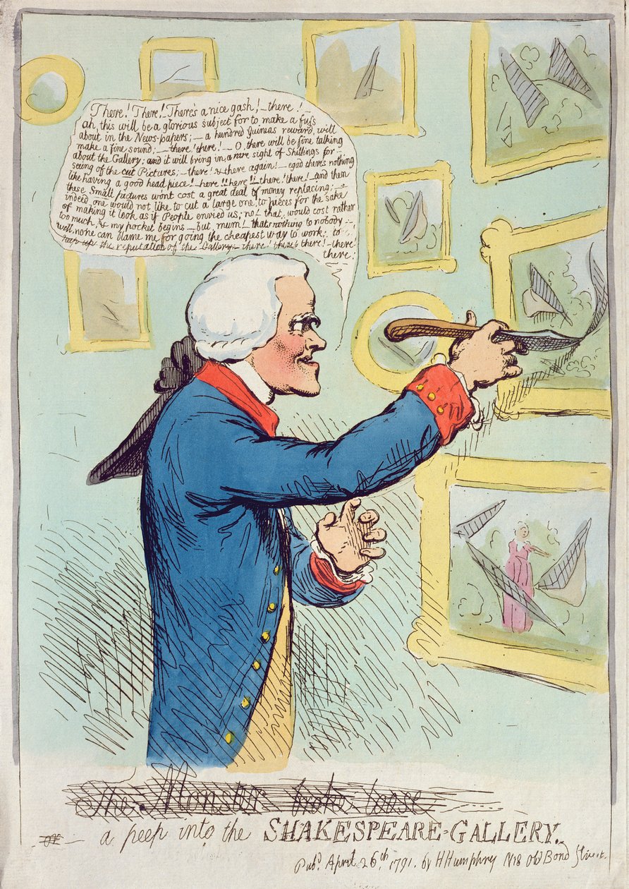 Ein Blick in die Shakespeare-Galerie, veröffentlicht von Hannah Humphrey 1791 von James Gillray