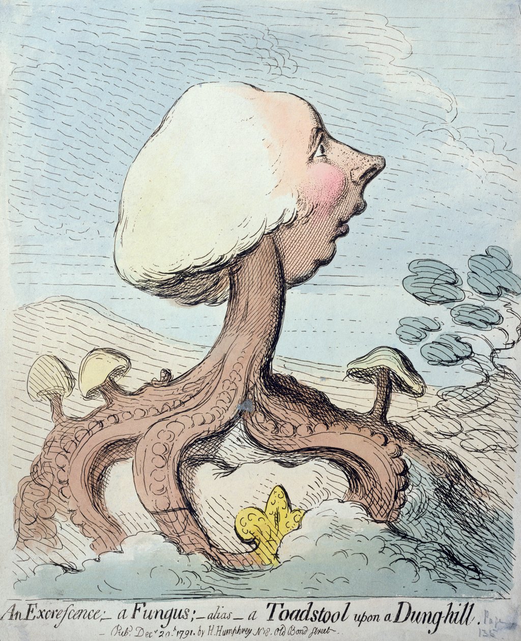 Eine Auswucherung; Ein Pilz; Alias - Ein Pilz auf einem Misthaufen, veröffentlicht von Hannah Humphrey im Jahr 1791 von James Gillray