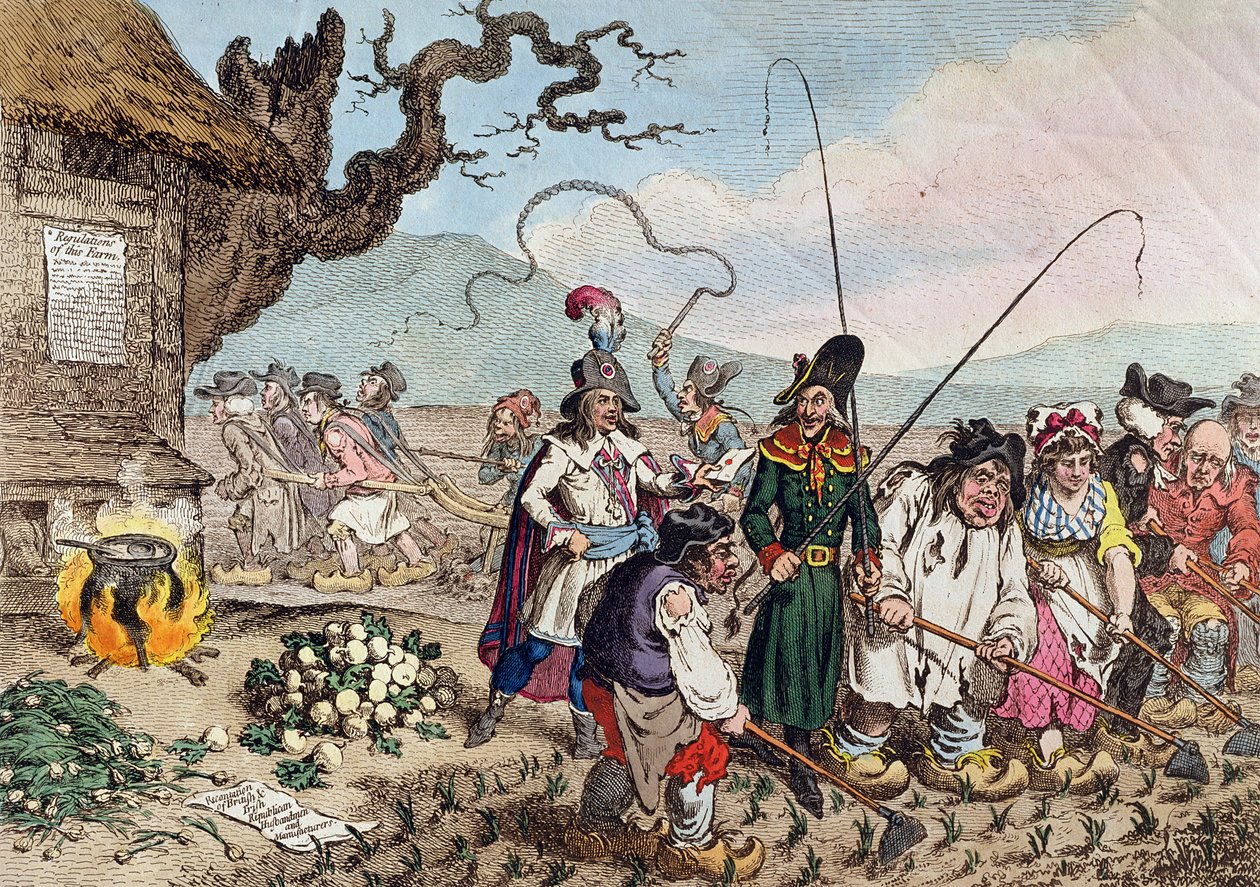 Folgen einer erfolgreichen französischen Invasion, oder Wir lehren die englischen Republikaner zu arbeiten von James Gillray