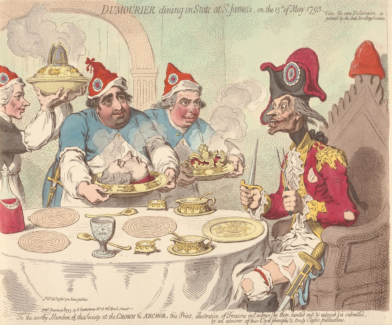 Dumourier speist feierlich in St. James am 15. Mai 1793 von James Gillray