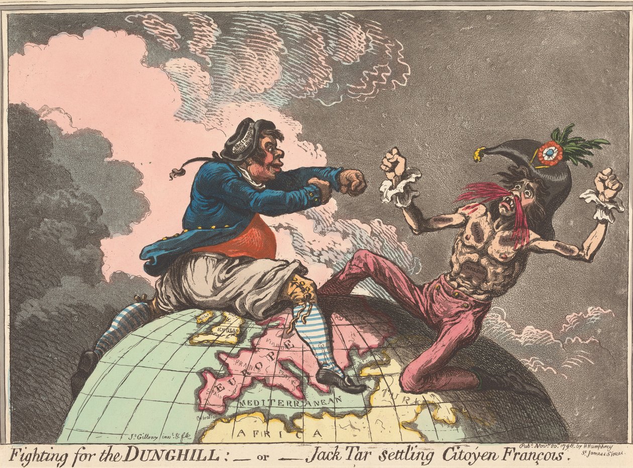 Kampf um den Misthaufen, - oder - Jack Tar Settling Citoyen Francois (aus: Karikatur, Bd. 1) von James Gillray