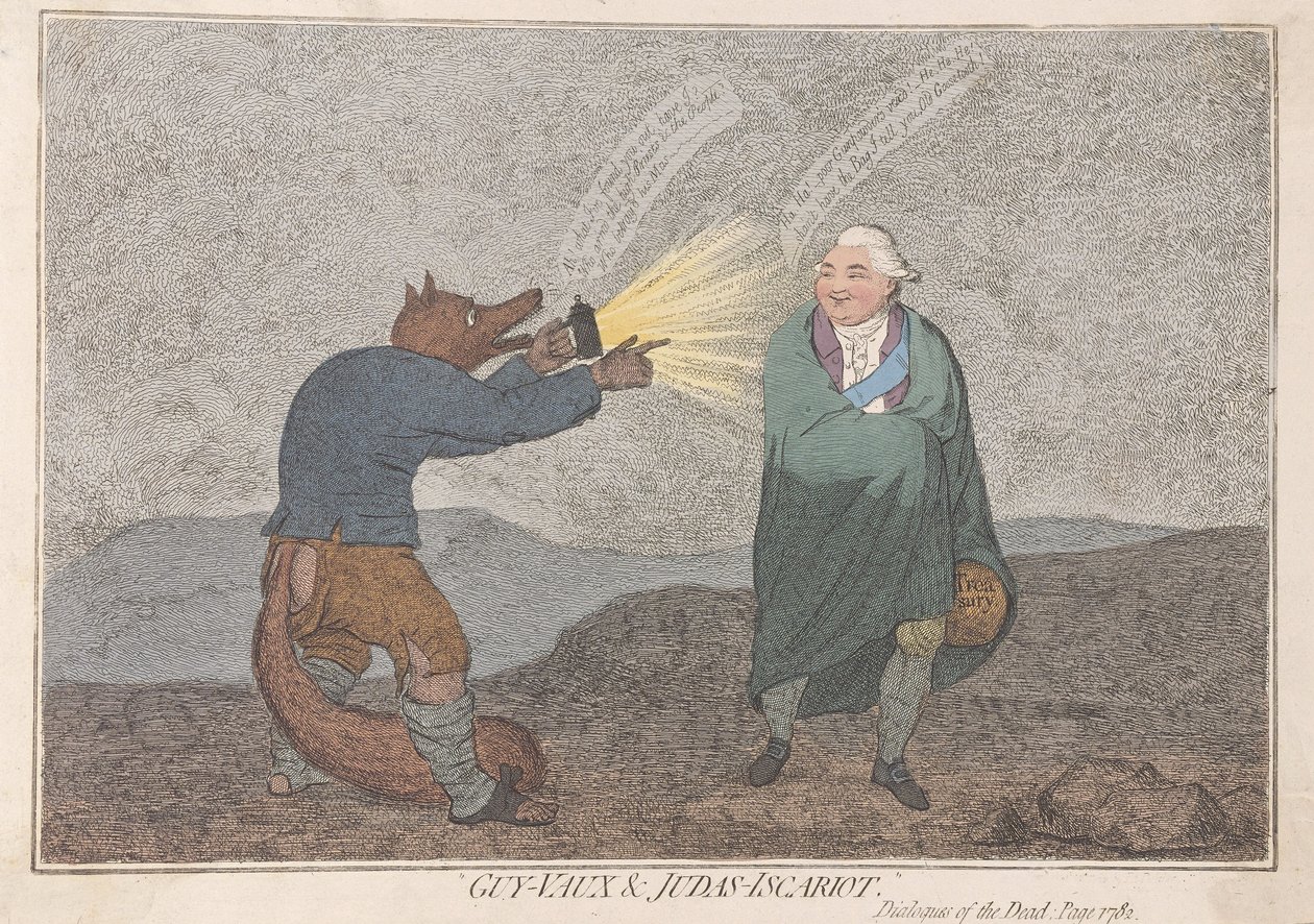 Guy-Vaux und Judas-Iscariot, veröffentlicht 1782 von James Gillray