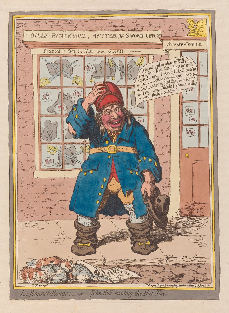 La Bonnet Rouge oder John Bull umgeht die Hutsteuer, ca. 1797 von James Gillray