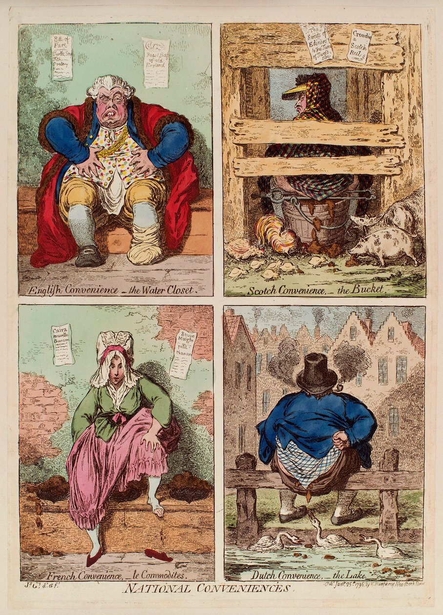 Nationale Annehmlichkeiten. (Beschreibung und Vergleich der Toiletten in England, Schottland, Frankreich und Holland) von James Gillray