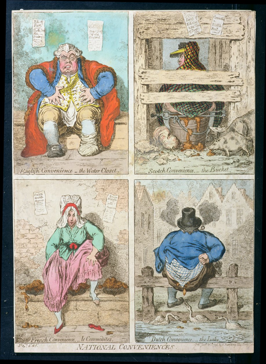 Nationale Bequemlichkeiten, veröffentlicht von Hannah Humphrey in 1796 von James Gillray