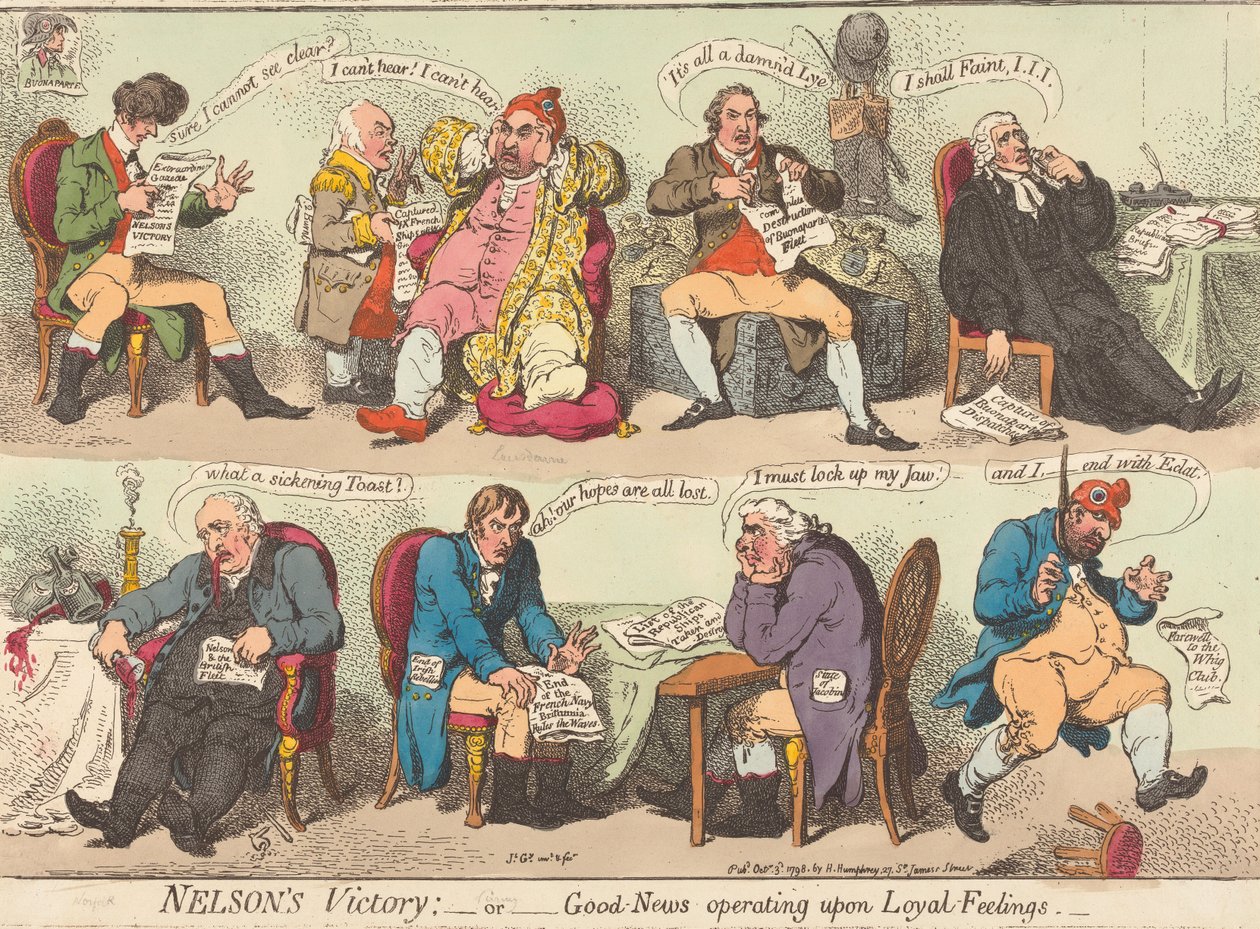 Nelsons Sieg: - oder - Gute Nachrichten wirken auf loyale Gefühle von James Gillray