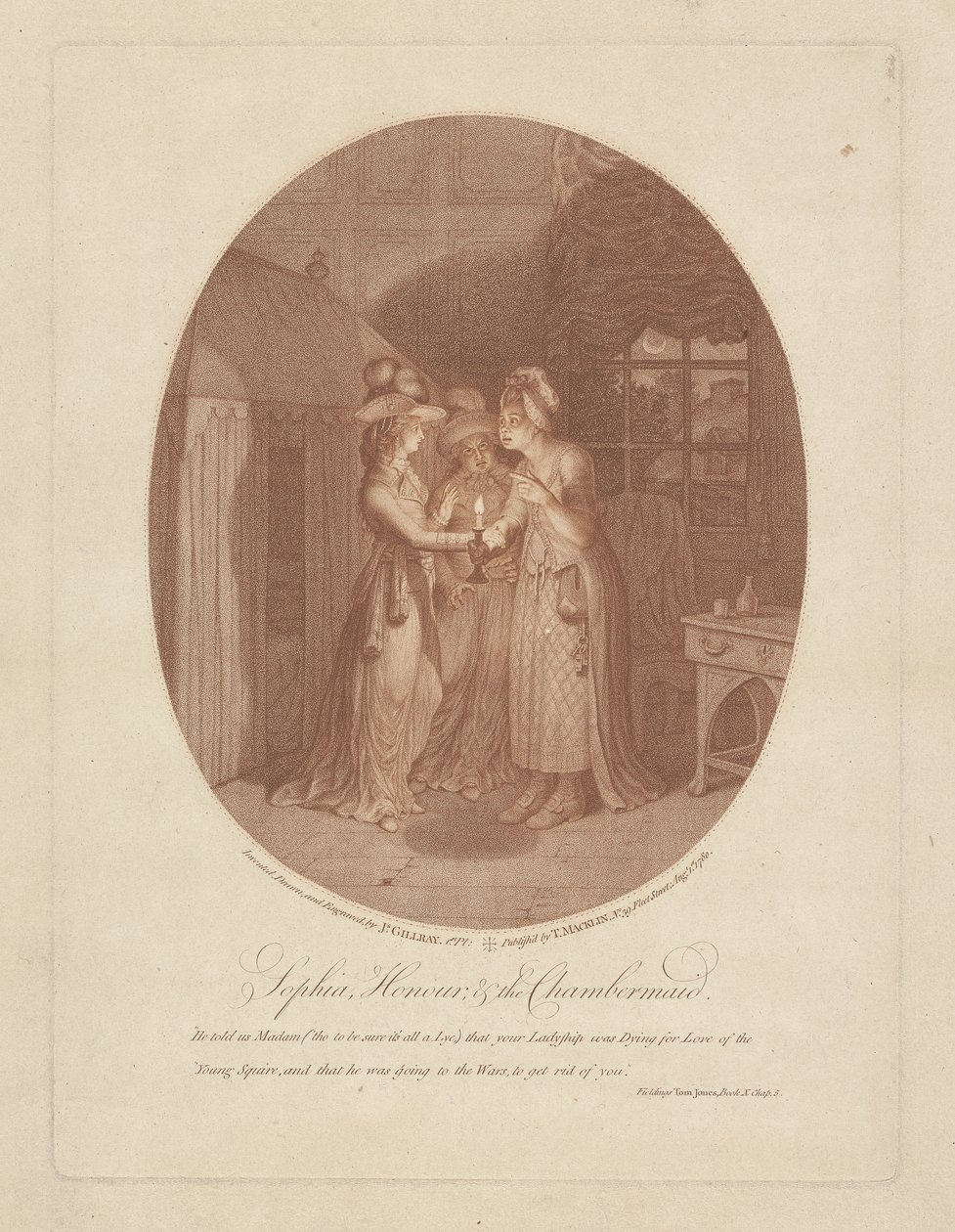 Sophia, Honour und das Zimmermädchen, Szene aus Tom Jones von Henry Fielding (1707-54) von James Gillray