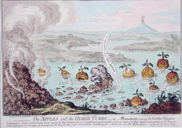 Die Äpfel und die Pferdeäpfel, oder Buonaparte unter den Goldrenetten von James Gillray