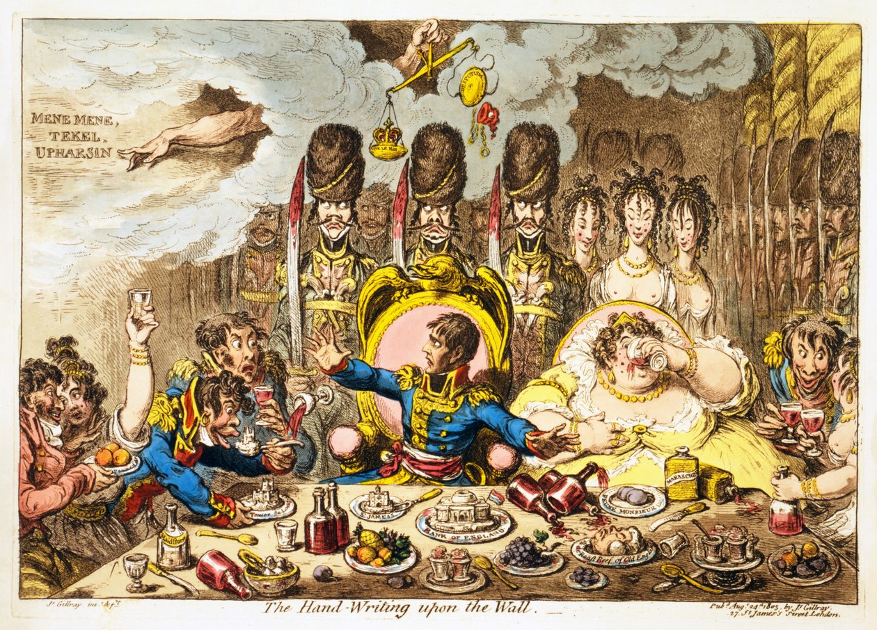 Die Handschrift an der Wand von James Gillray