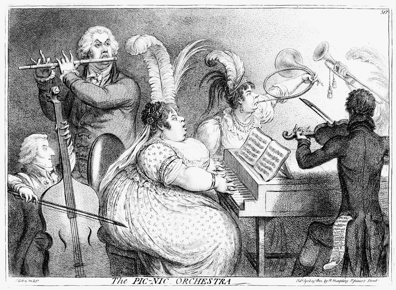 Das Picknick-Orchester, James Gilray, 1802 von James Gillray