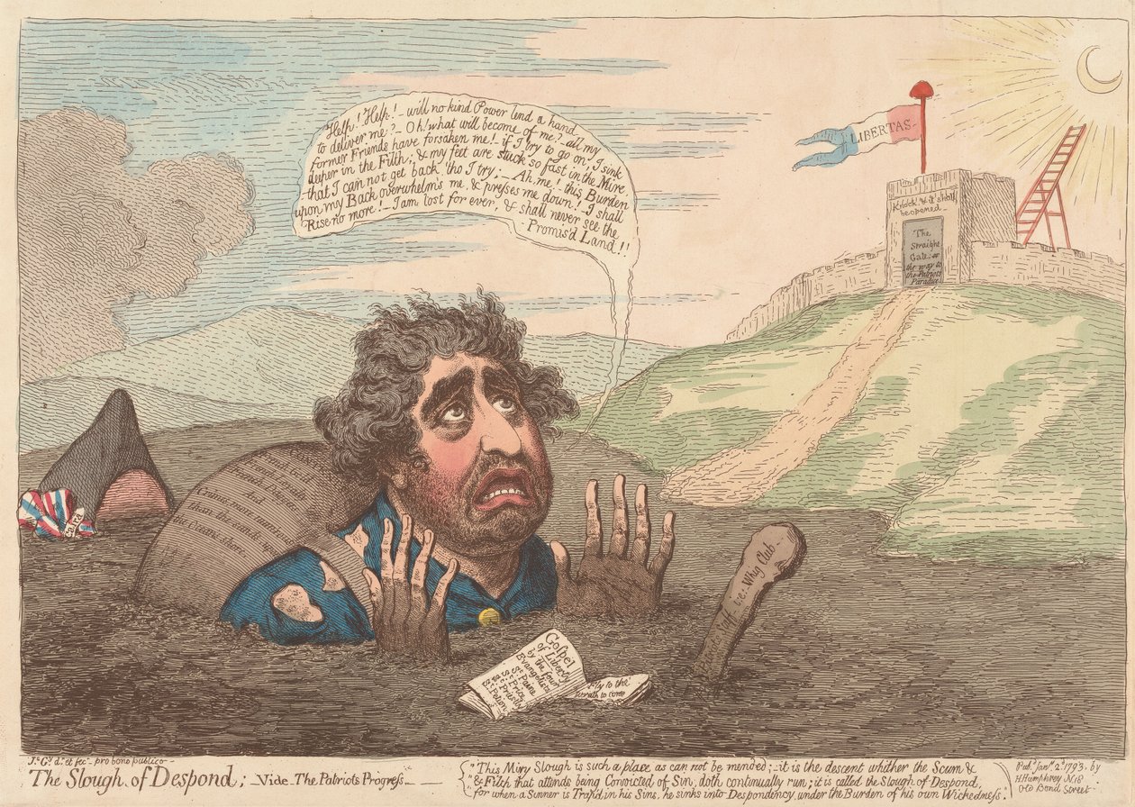 Der Sumpf der Verzweiflung; Vide - Der Fortschritt der Patrioten von James Gillray