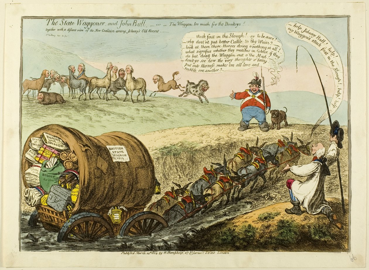 Der Staatswagenlenker und John Bull von James Gillray